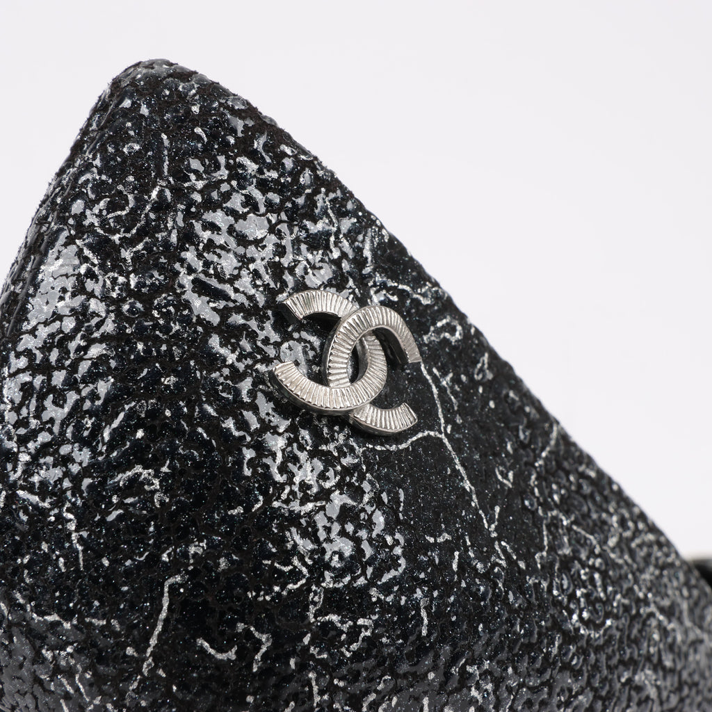 Chanel Coco Mark Leather Heels Black × Silver G29571, Size 36 EU