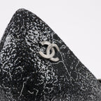 Chanel Coco Mark Leather Heels Black × Silver G29571, Size 36 EU