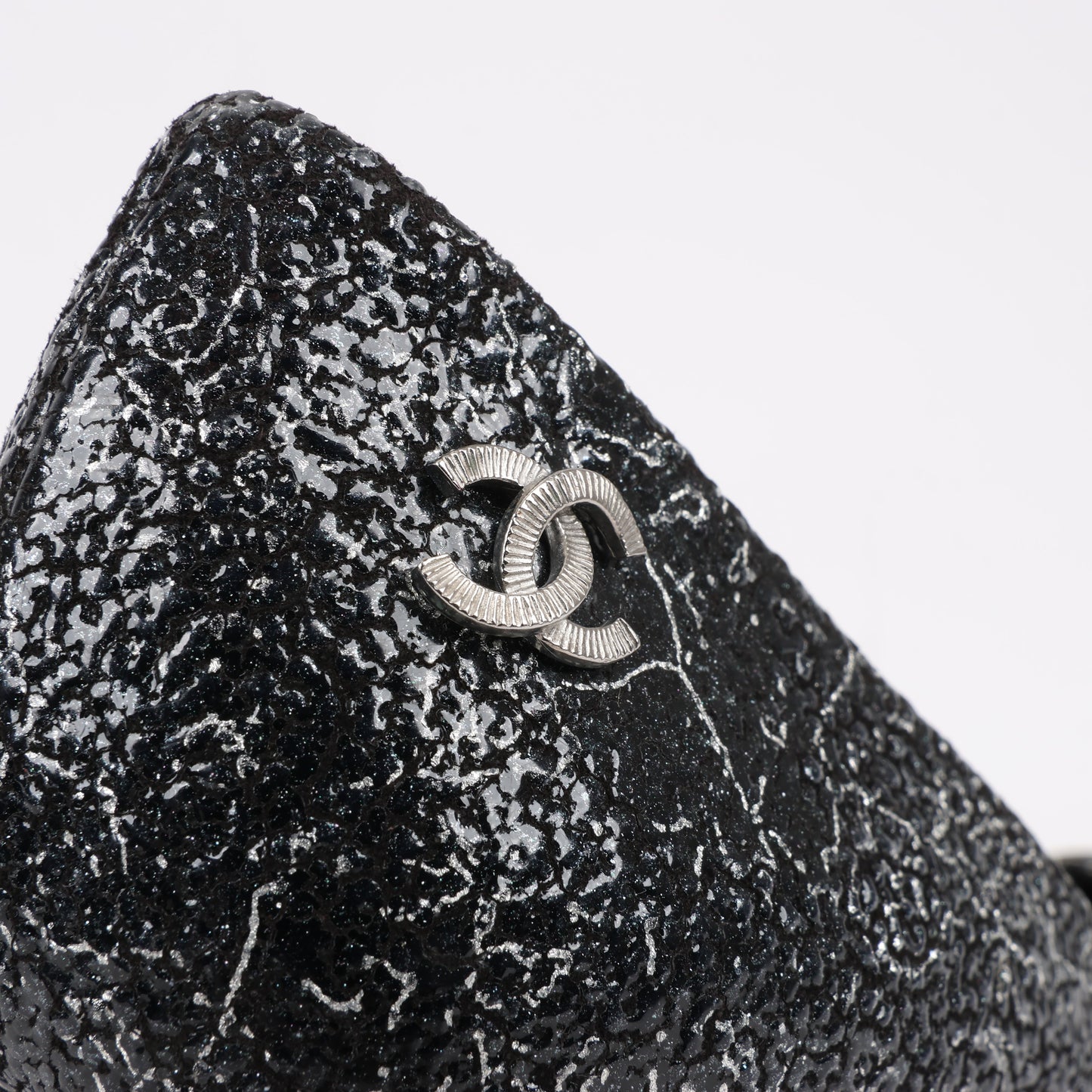 Chanel Coco Mark Leather Heels Black × Silver G29571, Size 36 EU