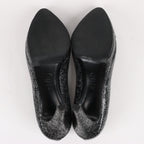 Chanel Coco Mark Leather Heels Black × Silver G29571, Size 36 EU