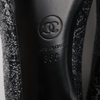 Chanel Coco Mark Leather Heels Black × Silver G29571, Size 36 EU