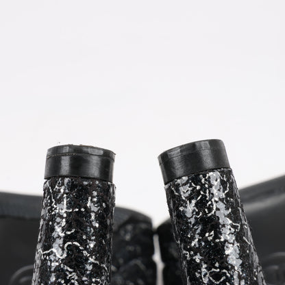 Chanel Coco Mark Leather Heels Black × Silver G29571, Size 36 EU
