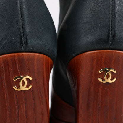 Chanel Coco Mark Nubuck x Leather Long boots in Black × Brown G30177, Size 38 EU