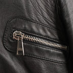 Dolce & Gabbana Black Leather and Leopard Biker Jacket, Size 38