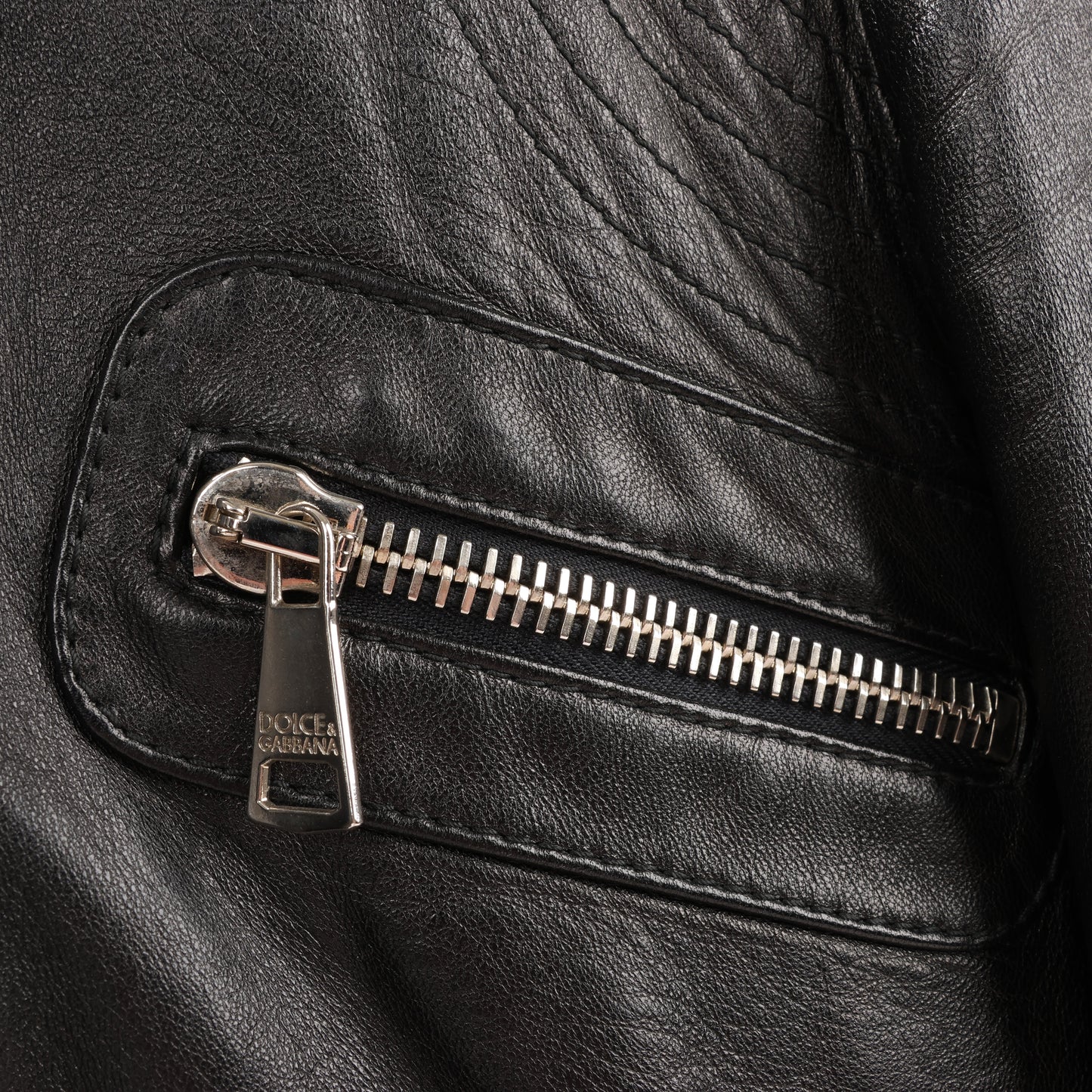 Dolce & Gabbana Black Leather and Leopard Biker Jacket, Size 38