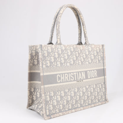Dior Oblique Book Tote Canvas Tote Handbag in Gray / with scarf