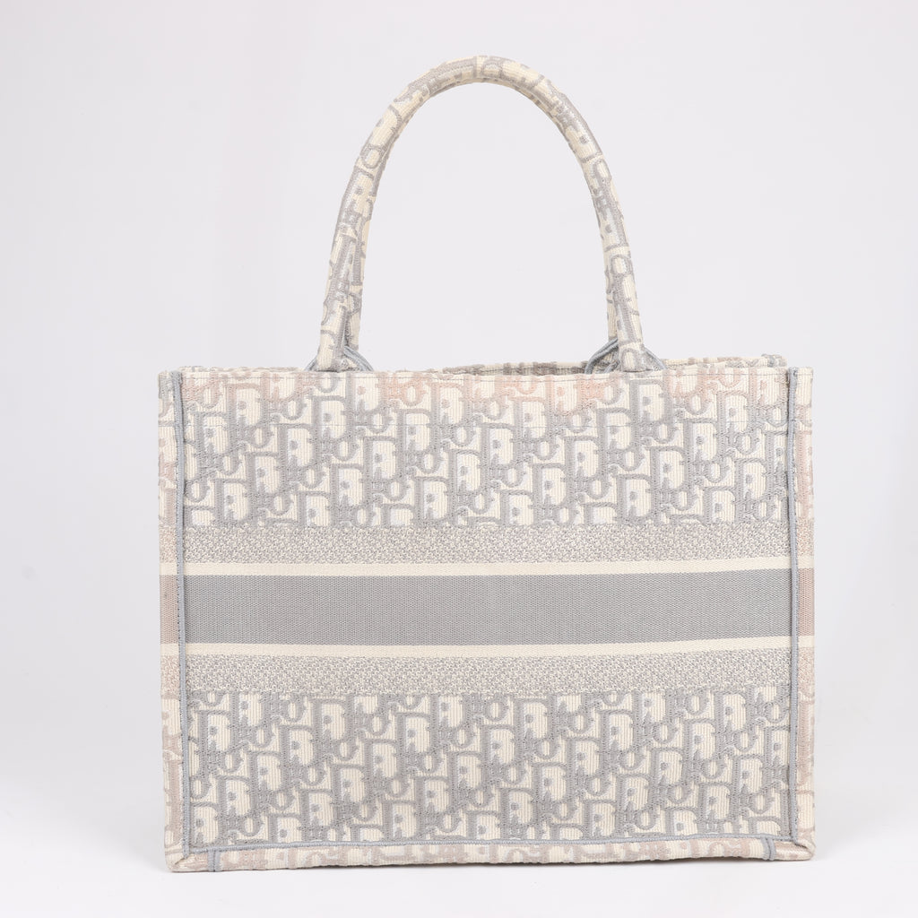Dior Oblique Book Tote Canvas Tote Handbag in Gray / with scarf