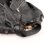 Dolce & Gabbana Black Leather and Leopard Biker Jacket, Size 38