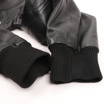 Dolce & Gabbana Black Leather and Leopard Biker Jacket, Size 38