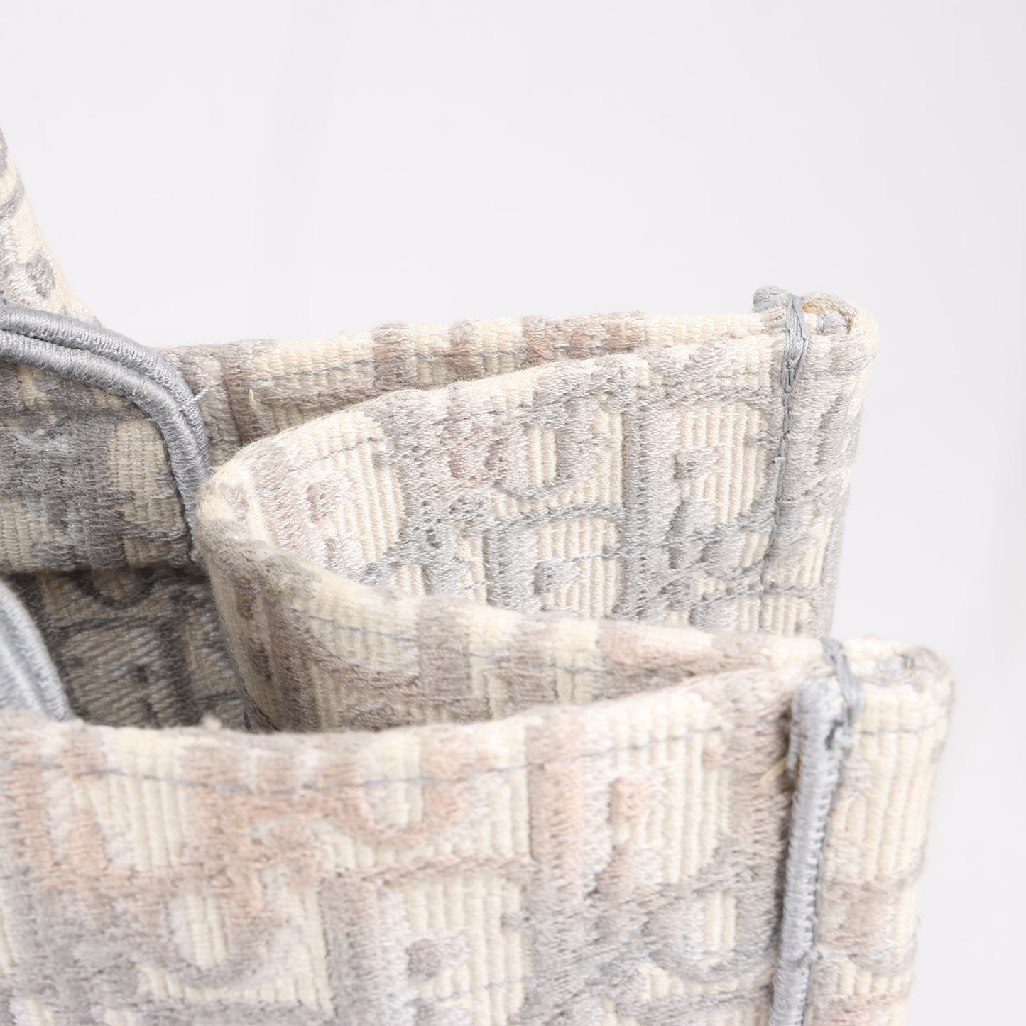 Dior Oblique Book Tote Canvas Tote Handbag in Gray / with scarf