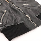 Dolce & Gabbana Black Leather and Leopard Biker Jacket, Size 38