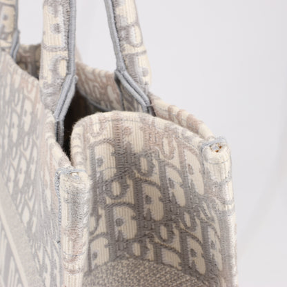 Dior Oblique Book Tote Canvas Tote Handbag in Gray / with scarf