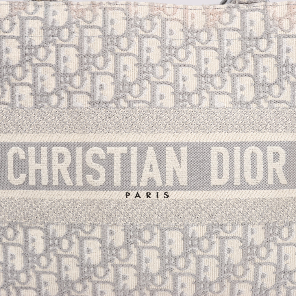 Dior Oblique Book Tote Canvas Tote Handbag in Gray / with scarf