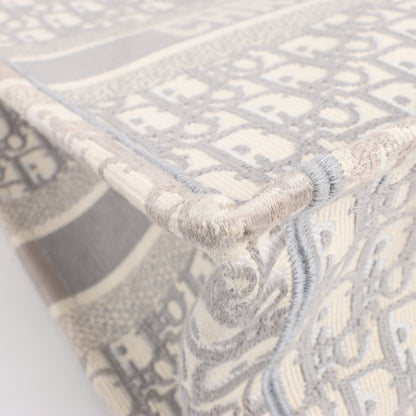 Dior Oblique Book Tote Canvas Tote Handbag in Gray / with scarf