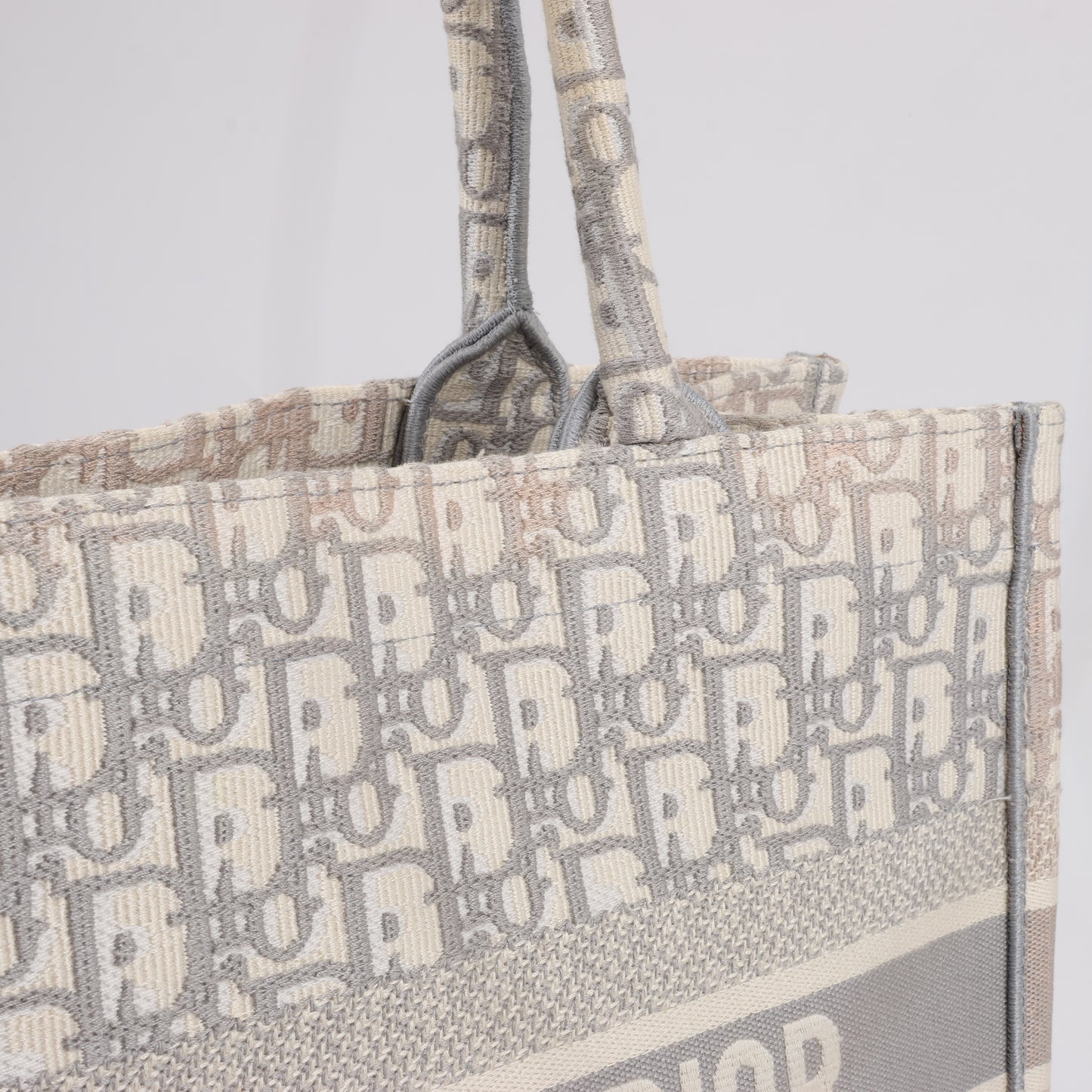 Dior Oblique Book Tote Canvas Tote Handbag in Gray / with scarf
