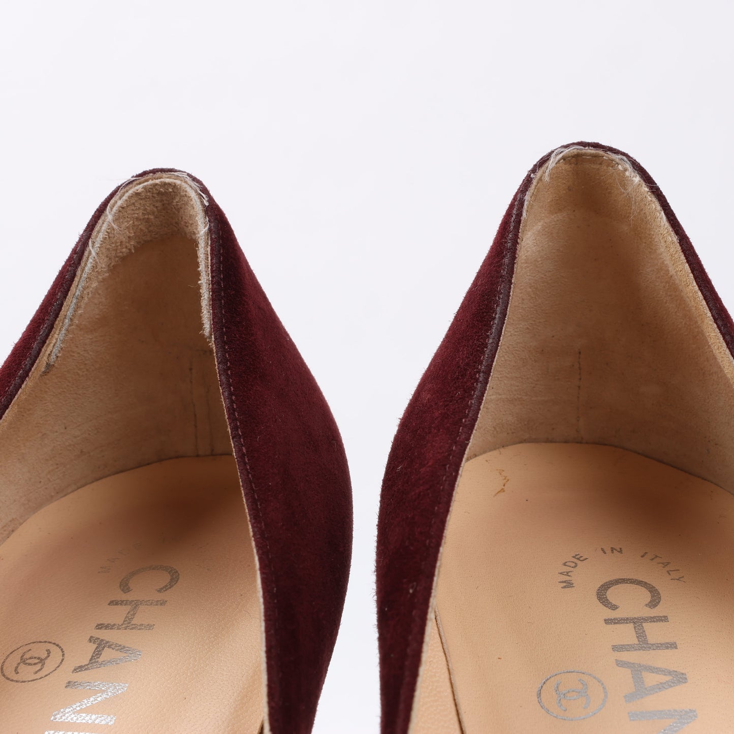 Chanel Burgundy/Brown Suede CC Cap Toe Platform Heel Pumps, Size 40.5 EU