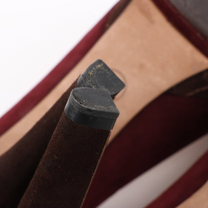 Chanel Burgundy/Brown Suede CC Cap Toe Platform Heel Pumps, Size 40.5 EU