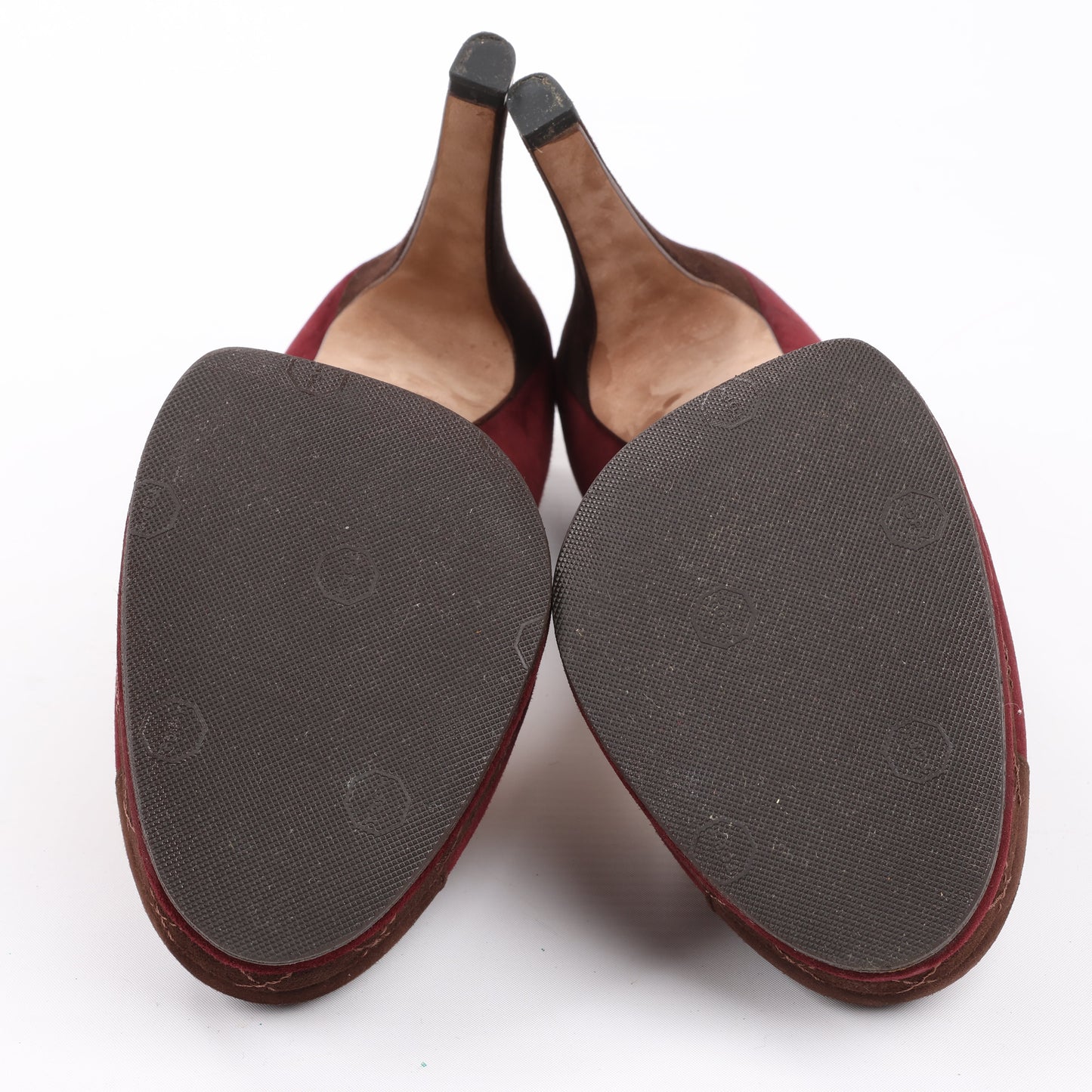 Chanel Burgundy/Brown Suede CC Cap Toe Platform Heel Pumps, Size 40.5 EU