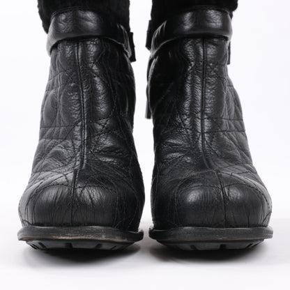 Bottes Dior en cuir noir Cannage Ice à revers en fourrure, pointure 40