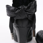Dior Black Leather Cannage Ice Fur Cuffed Boots, Size 40 EU