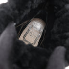 Dior Black Leather Cannage Ice Fur Cuffed Boots, Size 40 EU