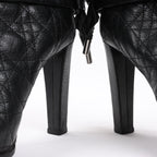 Dior Black Leather Cannage Ice Fur Cuffed Boots, Size 40 EU