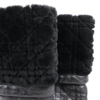 Dior Black Leather Cannage Ice Fur Cuffed Boots, Size 40 EU