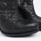 Dior Black Leather Cannage Ice Fur Cuffed Boots, Size 40 EU