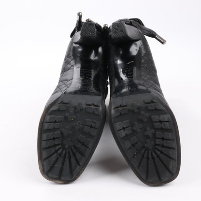 Dior – Cannage-Stiefel aus schwarzem Leder mit Stulpen aus Eispelz, Größe 40 EU