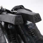 Dior Black Leather Cannage Ice Fur Cuffed Boots, Size 40 EU