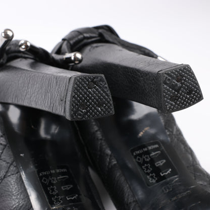 Dior – Cannage-Stiefel aus schwarzem Leder mit Stulpen aus Eispelz, Größe 40 EU
