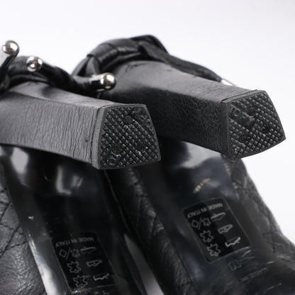 Bottes Dior en cuir noir Cannage Ice à revers en fourrure, pointure 40