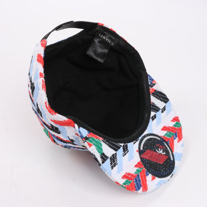 Chanel Tweed Woven Airline CC Cap Hut Rot Weiß Blau