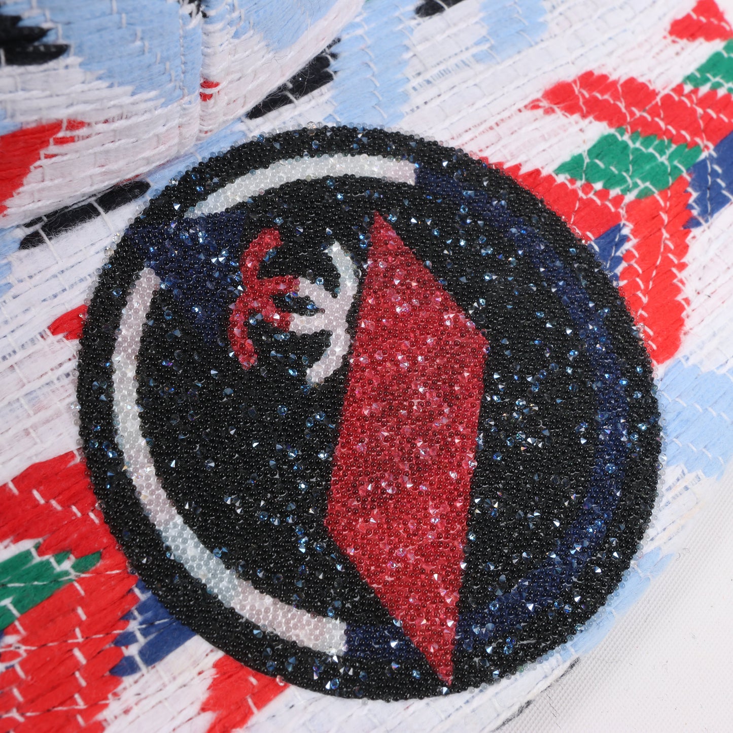 Chanel Tweed Woven Airline CC Cap Hut Rot Weiß Blau