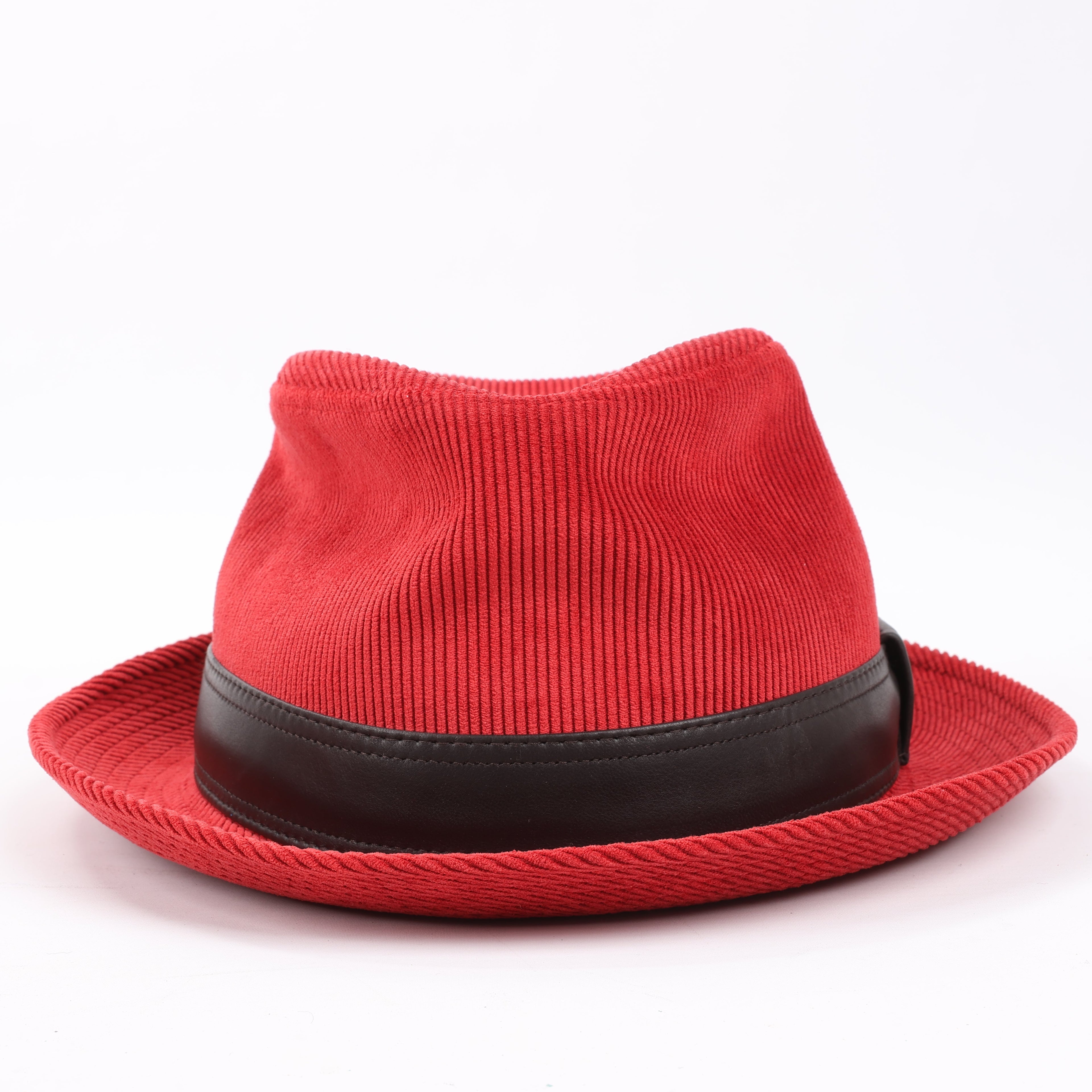 Hermes Corduroy Fedora Hat in Red