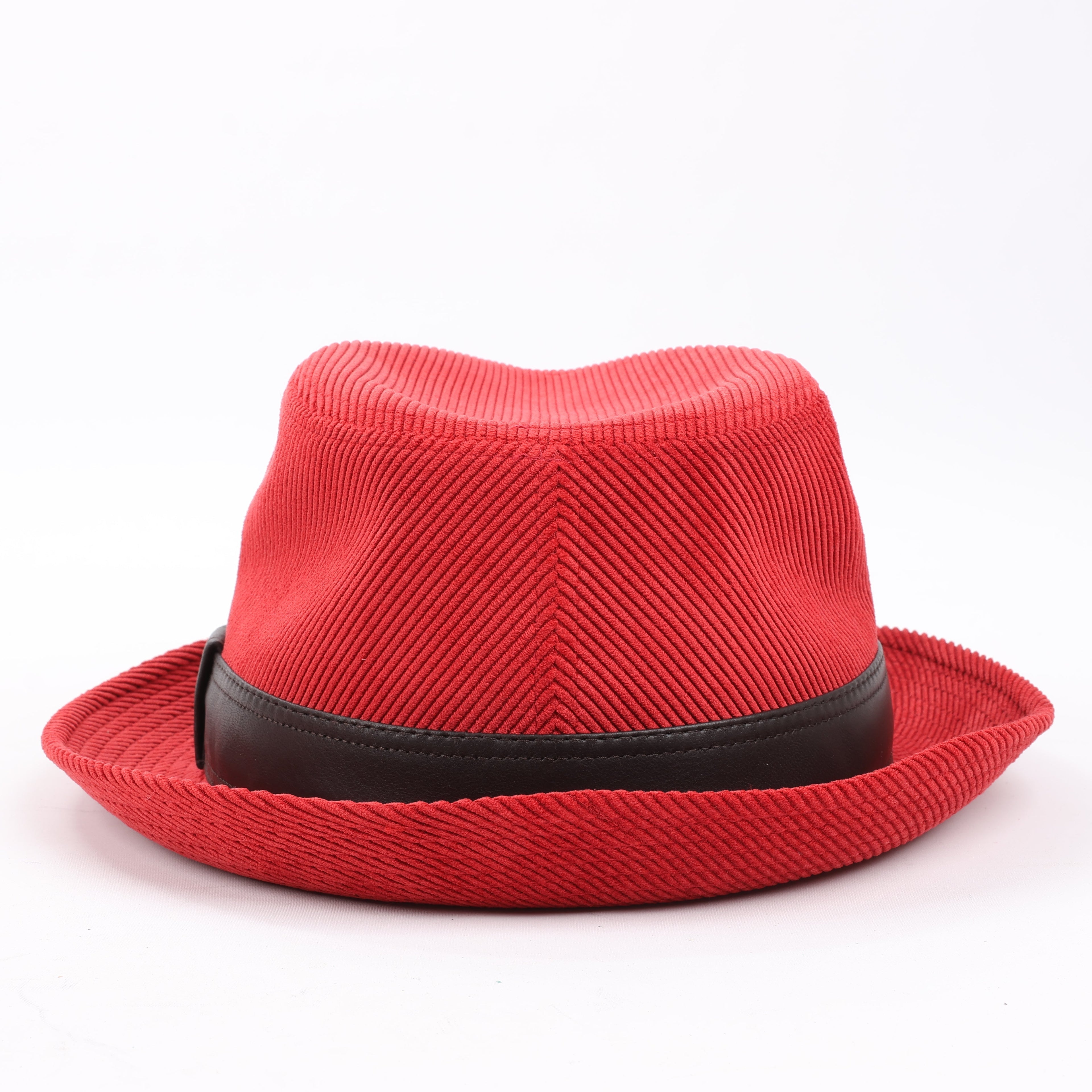 Hermes Corduroy Fedora Hat in Red