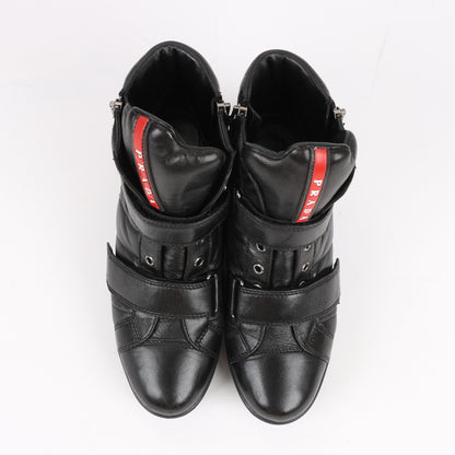 Baskets montantes PRADA Sport en cuir noir 3TZ047, pointure 36,5 EU