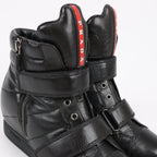 PRADA Sport Leather High-top Sneakers in Black 3TZ047, Size 36.5 EU