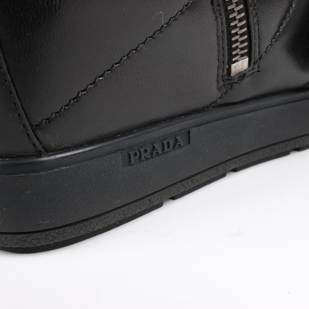 PRADA Sport Leather High-top Sneakers in Black 3TZ047, Size 36.5 EU