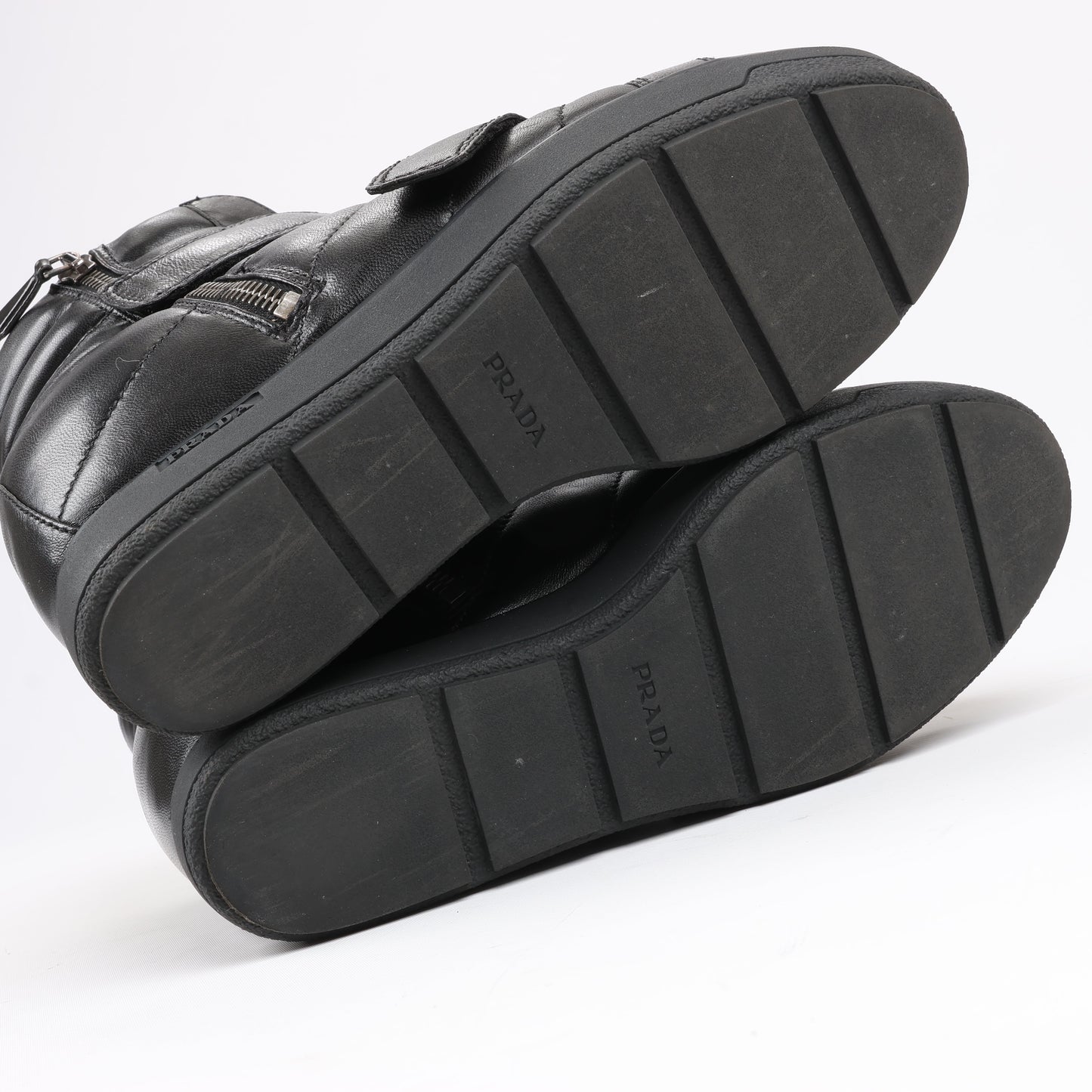 Baskets montantes en cuir noir PRADA Sport 3TZ047, pointure 36,5 EU