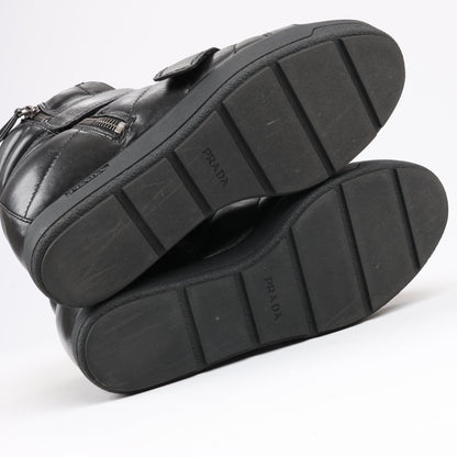PRADA Sport Leather High-top Sneakers in Black 3TZ047, Size 36.5 EU