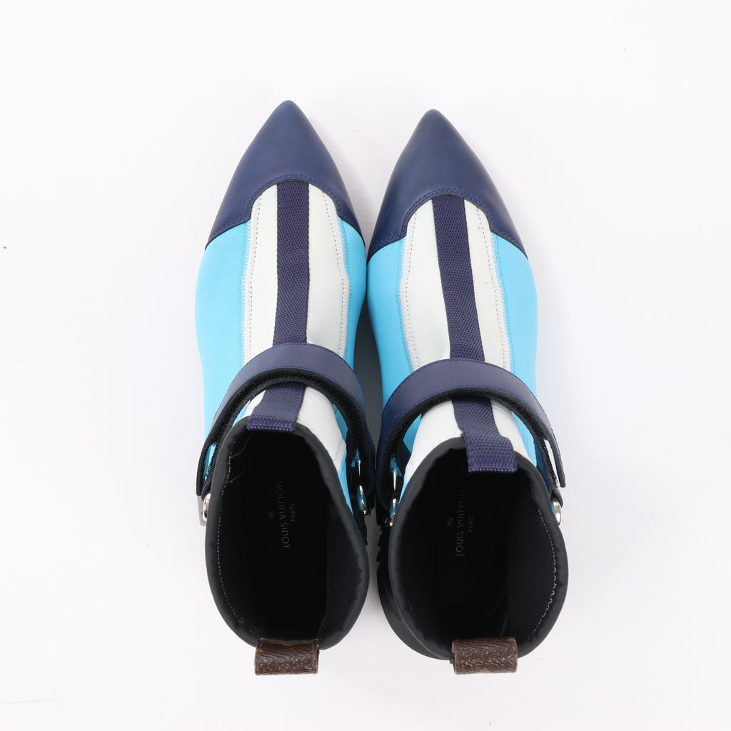 Louis Vuitton Neoprene Deep Sea Ankle Boot in Blue, Size 39 EU