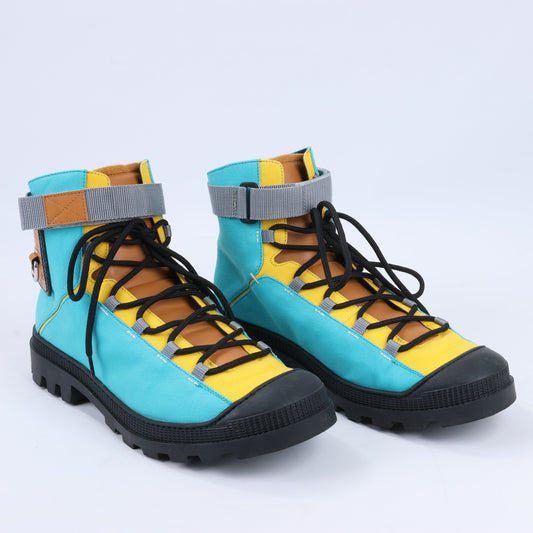 LOEWE Anagram 20SS Canvas & Leather Short Boots 44 EU in Multicolor