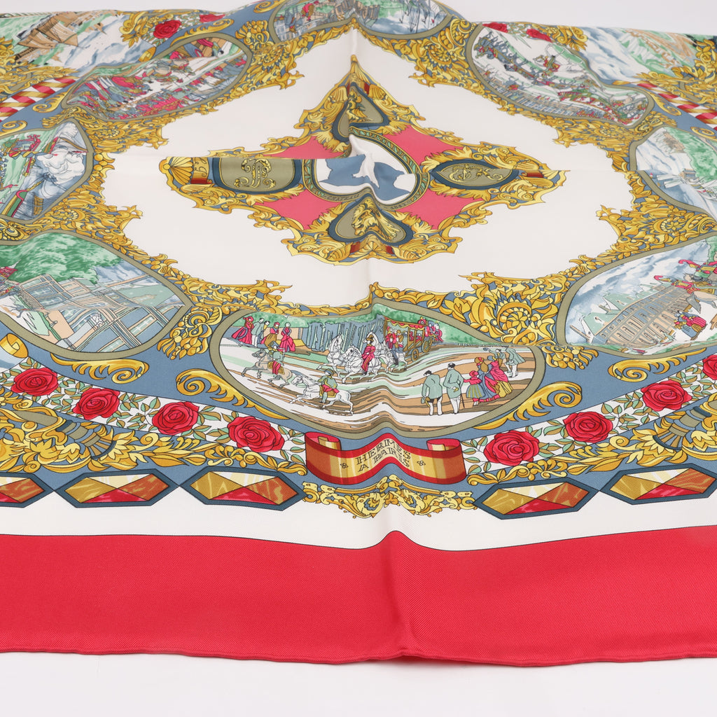 Hermès Carré 90 "L’ENTENTE CORDIALE" Silk handkerchief in Red