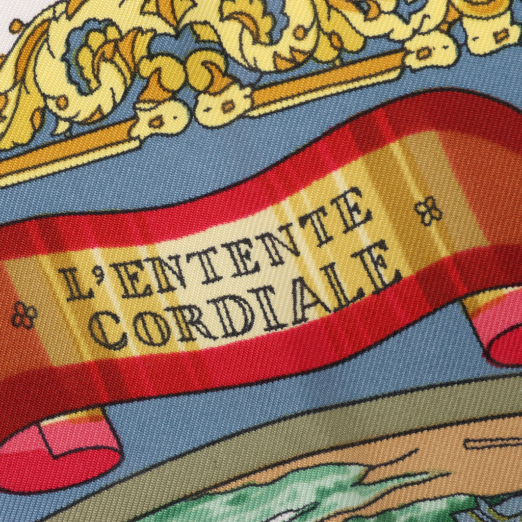Hermès Carré 90 "L’ENTENTE CORDIALE" Silk handkerchief in Red