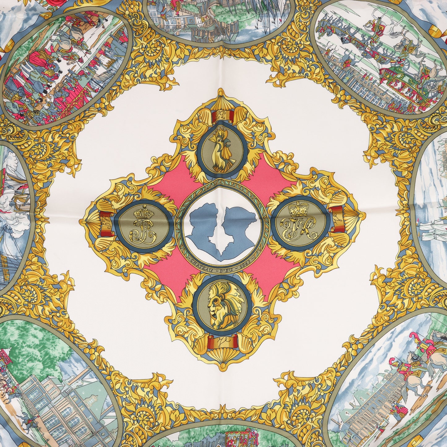 Hermès Carré 90 "L’ENTENTE CORDIALE" Silk handkerchief in Red