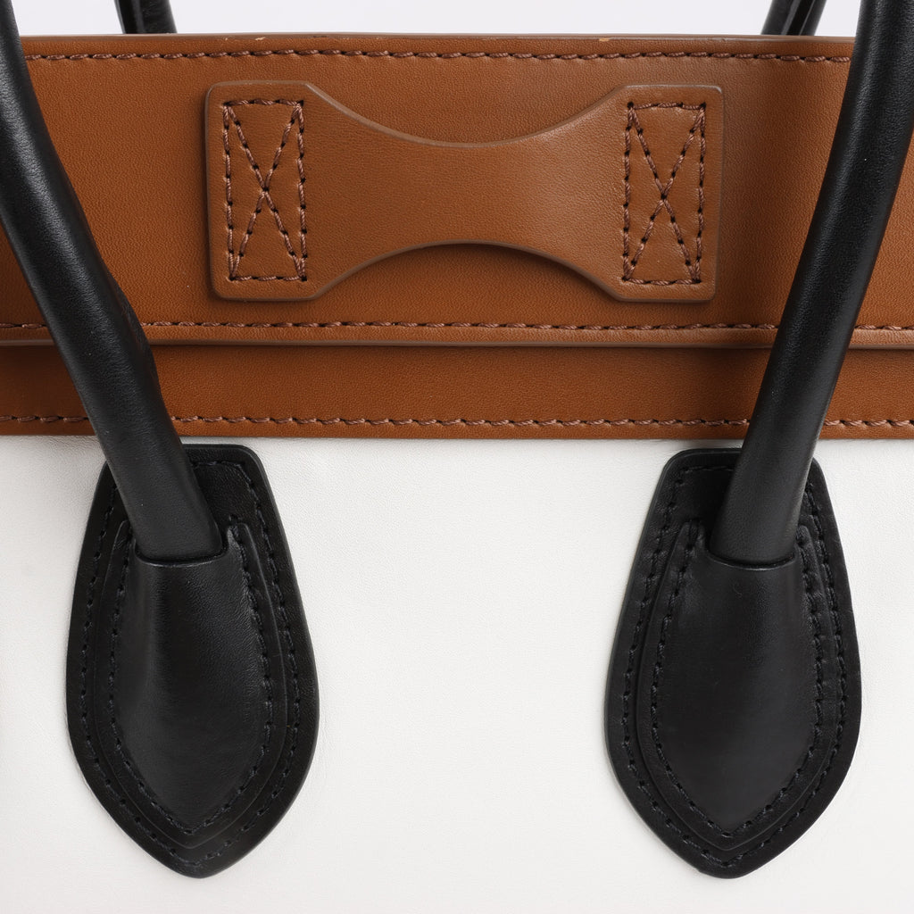 CELINE Luggage Micro Leather Handbag in Tri-color Brown