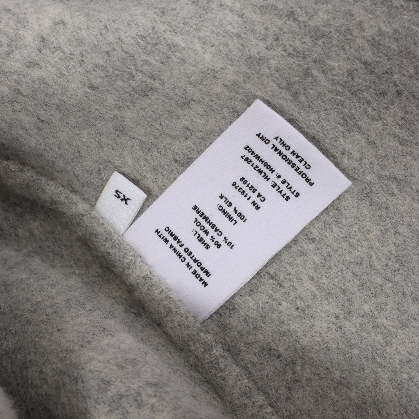 Helmut Lang Double-Face Wool Coat in Grey, Size XS