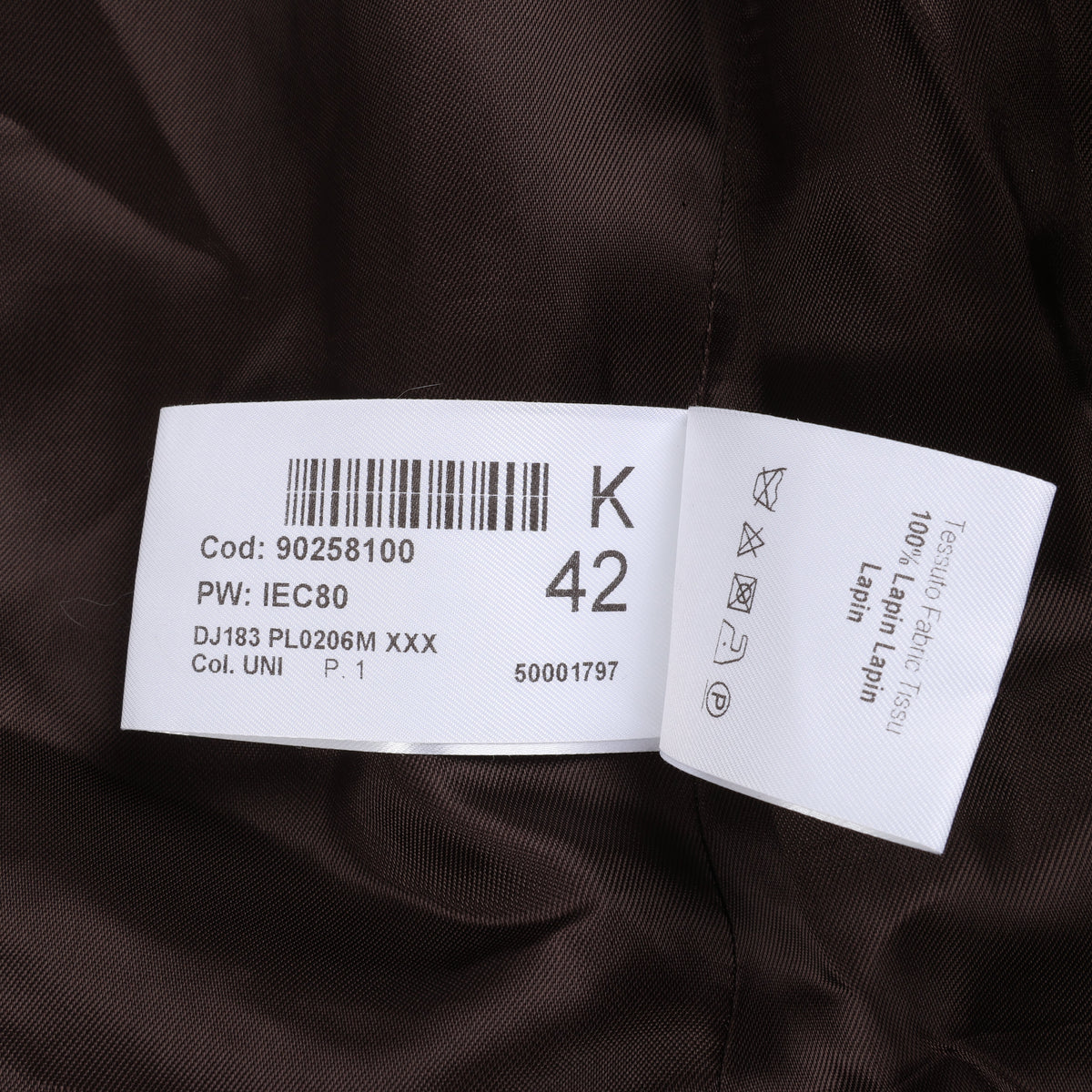DONDUP Lapin Fur Coat in Brown, Size 42 IT