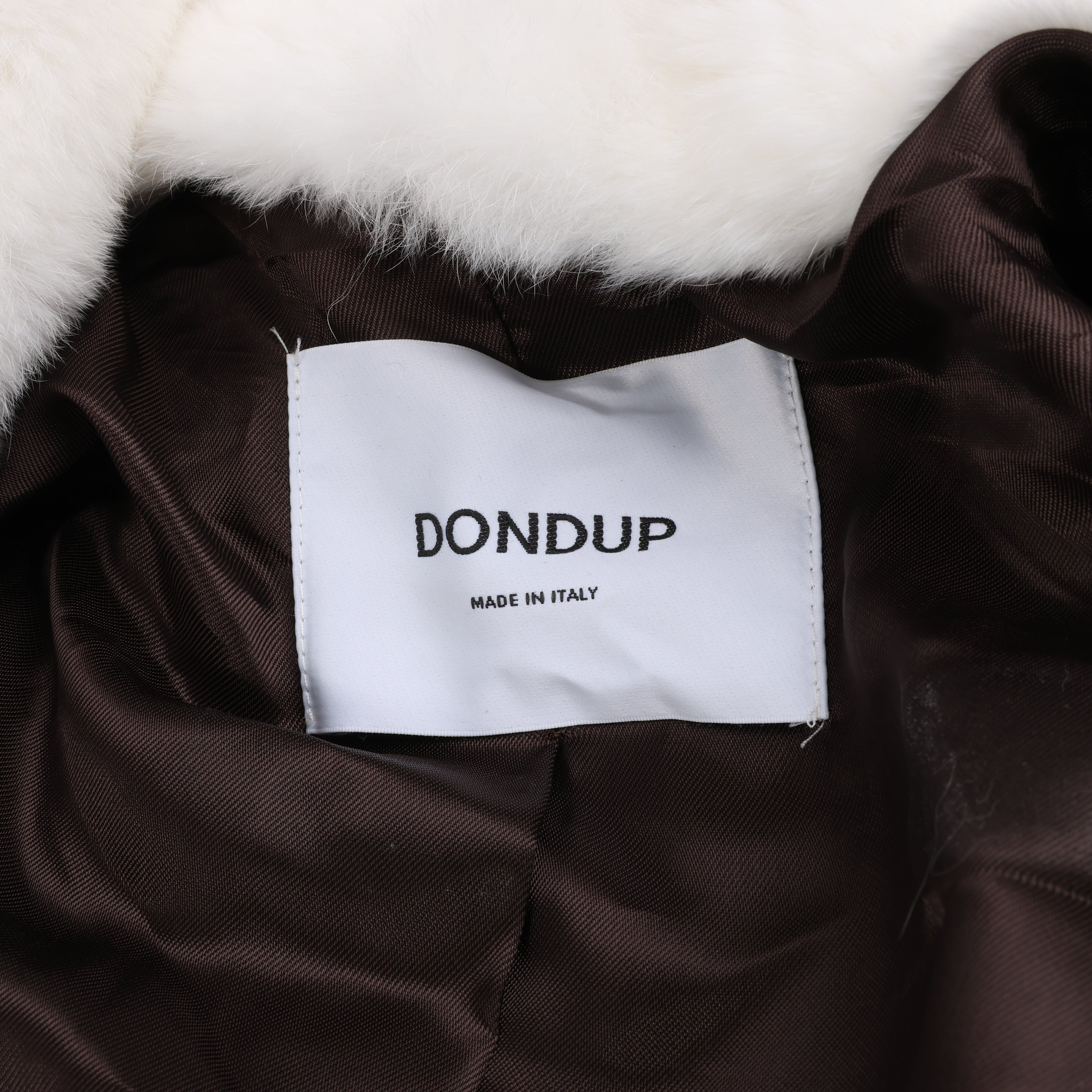 DONDUP Lapin Fur Coat in Brown, Size 42 IT